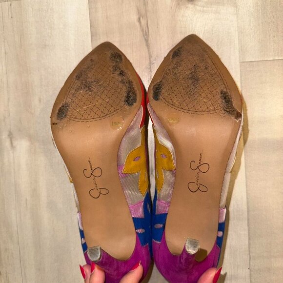 JESSICA SIMPSON Pink and purple floral high heels - Picture 2 of 5